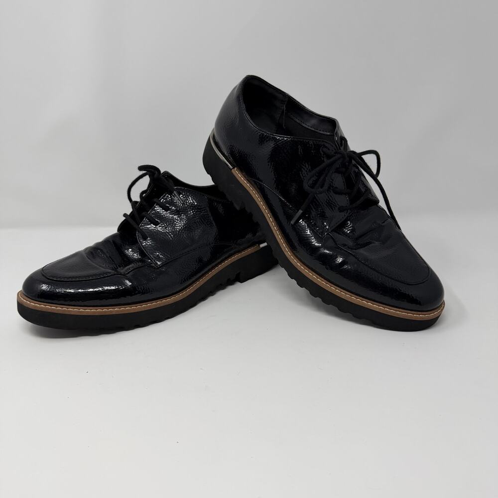Franco Sarto Black Patent Leather-Look Lug Sole Oxfords Women's 9.5